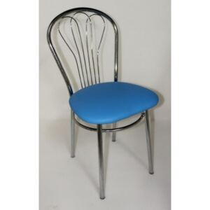 Kovová jídelní židle čalouněný sedák Vesna h azurová - 25D