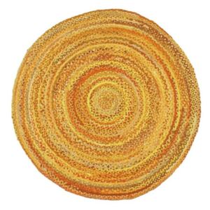 Žlutý bavlněný kruhový koberec Eco Rugs, Ø 120 cm