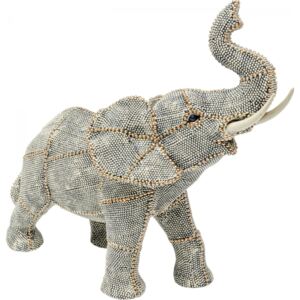 KARE DESIGN Soška Slon s chobotem nahoru s nýty z perel 26cm