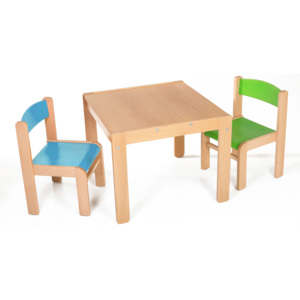 Hajdalánek Dětský stolek LUCAS + židličky LUCA (modrá, zelená) LUCASLUCAMOZE