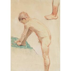 Obraz, Reprodukce - Study of a boy and a foot, 1888 (red chalk, charcoal & pastel on beige paper), Paul Gauguin