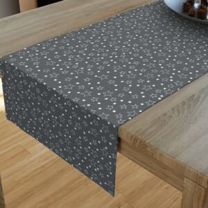 Goldea bavlněný běhoun na stůl - vzor stříbrné hvězdičky na šedém 40x140 cm