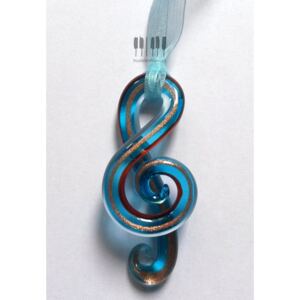 Závěsný skleněný houslový klíč - MURANO Barva: Světle modrá