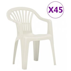 Stohovatelné zahradní židle 45 ks plast Dekorhome Bílá