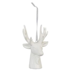 Bílá vánoční ozdoba jelen - 6*5*11 cm