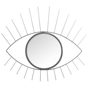 Černé zrcadlo v kovovém rámu ve tvaru oka, 47x40 cm