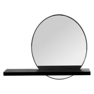 Oválné zrcadlo LOFT 35x30 cm s černou policí 45 cm
