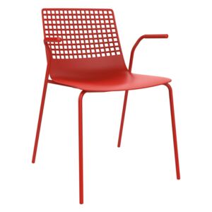 Židle Wire 4 červená s područkami