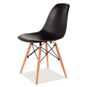 (poslední 1 kus) Jídelní židle Modena, plast černý, masiv buk, kov černý
