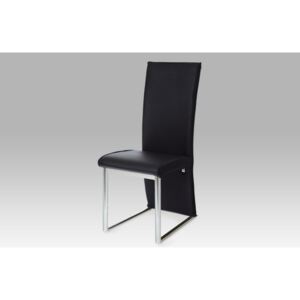 Autronic - Jídelní židle chrom / koženka černá - AC-1367 BK