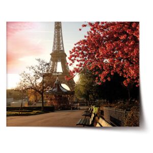 Plakát SABLO - Eiffelova věž a červený strom 90x60 cm