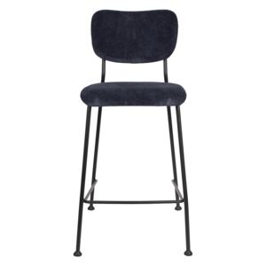 Tmavě modrá barová čalouněná židle BENASI 92 cm