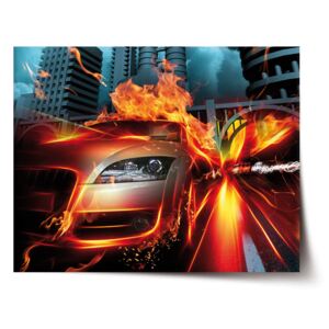 Plakát SABLO - Auto v plamenech 60x40 cm
