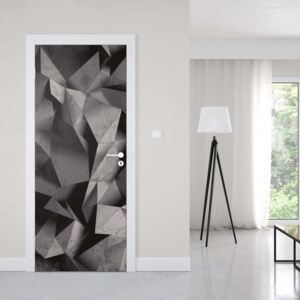 GLIX Fototapeta na dveře - 3D Polygon Concrete Texture Dark Grey | 91x211 cm