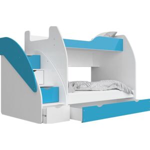 Patrová postel ZUZA s úložným prostorem, Modrá