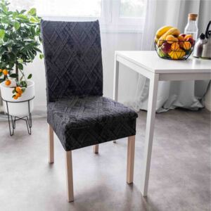 ERVI PLAS Napínací potah na židli s opěradlem – Salvatore šedý 2 ks sedák 44x44cm, opěradlo 65cm