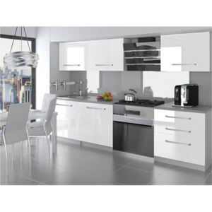 Moderní bílá kuchyňská linka Naomi vysoký lesk 180 cm 02 - Dlouhá úchytka
