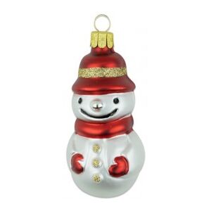 Skleněná figurka sněhulák, perleťová - Vánoční ozdoba se skla