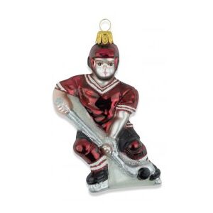 Skleněná figurka hokejista, vínová - Vánoční ozdoba se skla