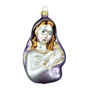 Skleněná figurka madona, fialová sv - Vánoční ozdoba se skla