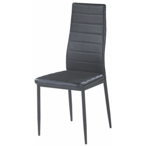 Jídelní židle z černé ekokůže s kovovou konstrukcí TK2038