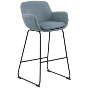 SCANDI Světle modrá látková barová židle Tara 76 cm