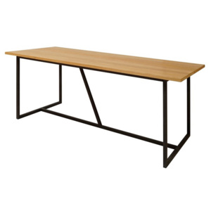 Jídelní stůl 200x90 cm v dekoru dub s černou kovovou podnoží DO225