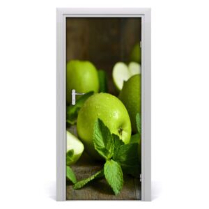 Samolepící fototapeta na dveře zelená jablka