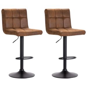 Barové stoličky - 2 ks - umělá broušená kůže | hnědé