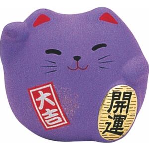 Fialová keramická dekorace ve tvaru kočky Tokyo Design Studio Lucky Cat, výška 5,5 cm