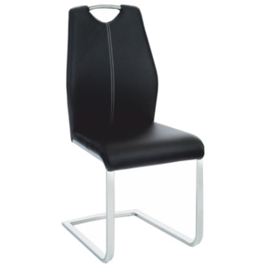 Jídelní židle z černé ekokůže s bílým prošitím TK2040