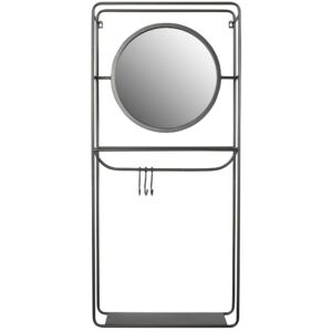 White Label Living Šedý kovový nástěnný modul se zrcadlem WLL Duco 110 cm