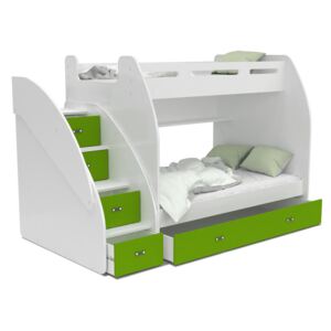 Patrová postel ZUZKA s úložným prostorem (různé barvy), Zelená