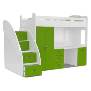 Patrová postel ZUZKA PLUS včetně psacího stolu (různé barvy), Zelená