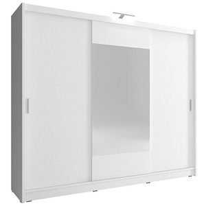 Šatní skříň WHITNEY 250, bílá, + LED, 62x214x250