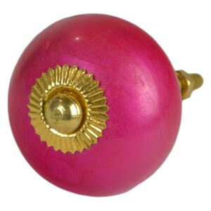 Sanu Babu Malovaná porcelánová úchytka na šuplík, tmavě růžová, perleťový odlesk, 4,2cm