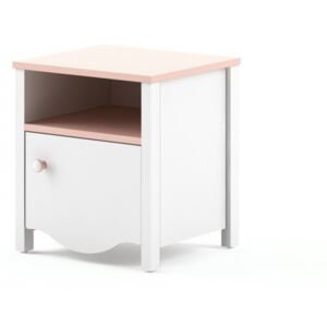 Noční stolek Aimi 1D1S AI-07, Barva: bílá / bílá + růžová