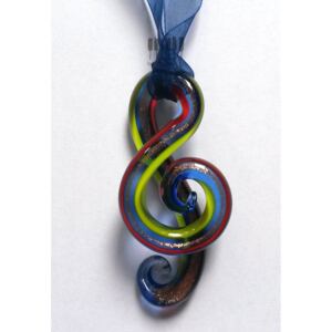 Závěsný skleněný houslový klíč - MURANO Barva: Modrá