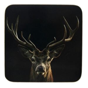 6ks pevné korkové podtácky s jelenem Black Deer - 10*10*0,4cm