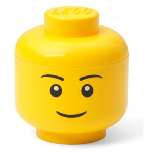 Žlutá úložná krabice ve tvaru hlavy LEGO® boy, 10,5 x 10,6 x 12 cm