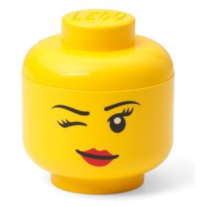Žlutá úložná krabice ve tvaru hlavy LEGO® whinky, 10,5 x 10,6 x 12 cm
