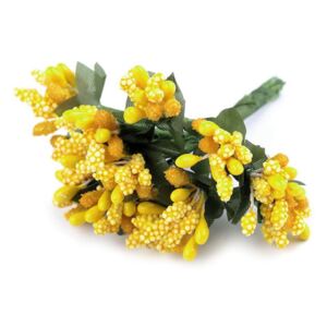 Květinové pestíky na drátku / vývazek - 2 žlutá