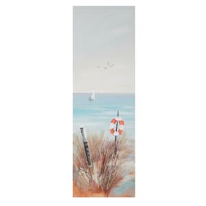 Ručně malovaný obraz v rámu z borovicového dřeva Mauro Ferretti Beach Lifebuoy, 30 x 90 cm