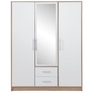 Bílá šatní skříň se zrcadlem Serial SR2 150 cm