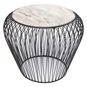 KARE DESIGN Odkládací stolek Beam Grey Marble Ø 43 cm černý, Vemzu