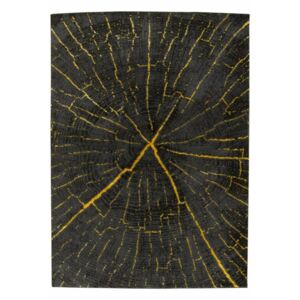 Moderní kusový koberec FESTIVAL 2642A Pařez stromu černý / žlutý Rozměr: 120x170 cm