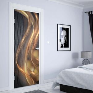 GLIX Fototapeta na dveře - 3D Gold Swirl Black Modern | 91x211 cm