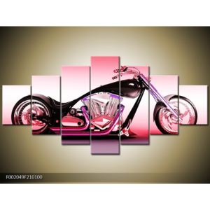 Obraz růžové motorky (210x100 cm)