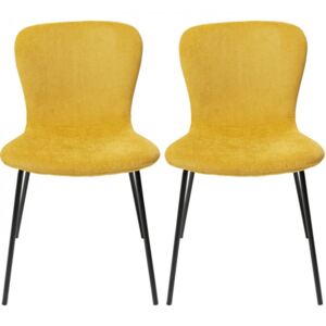 KARE DESIGN Žlutá čalouněná jídelní židle Frida (set 2 kusů)