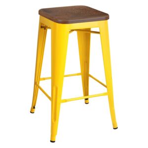 KHome Barová židle TOWER WOOD 65 cm žlutá sosna antická/kov